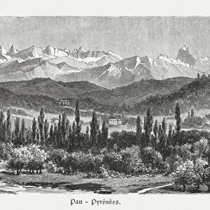 Valley of Pau, Pyrenees, France, wood engraving, published in 1897