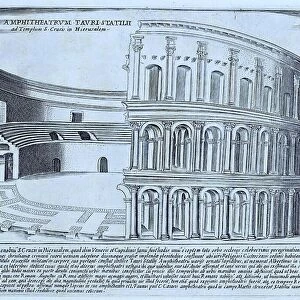 Vespasian's amphitheatre was inaugurated shortly in front of his death in 79 AD. It was built in the area that had been a pond in Nero's Domus Aurea, commonly known as the Colosseum, Historic Rome, Italy