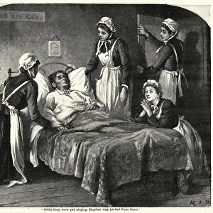 Victorian nurses caring for a dying man