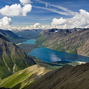 View of Kathleen Lake from Kings Throne Mountain, Kluane National Park, Yukon, Canada