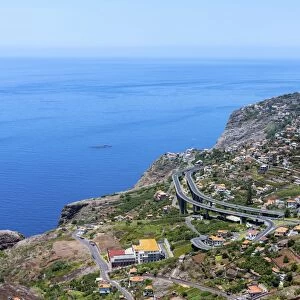 View of Quinta Grande with the motorway on the coast towards Funchal, Funchal Pico dos Barcelos, Quinta Grande, Ilha da Madeira, Portugal