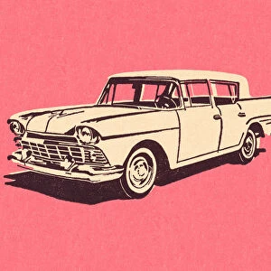 Vintage Car on Pink Background