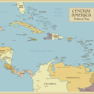 A vintage Central America Political Map