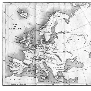 Vintage Map of Europe Mid 19th Century