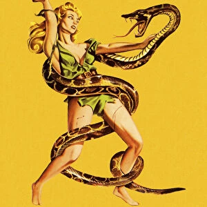 Woman Wrestling Snake