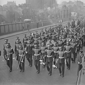 The band of the 2nd Cold Stream Guards at Waterloo, when the battalion entrained