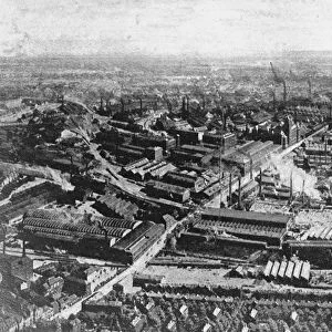 Famous Ruhr town to be seized by France. Essen, a general view of the great Krupp works