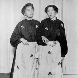 Mrs Emmeline Pankhurst and Miss Christabel Pankhurst in their prison clothes