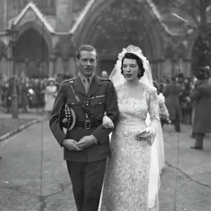 Print of a married couple leaving St Margaret's Westminster Print of a married couple leaving St Margaret's Westminster