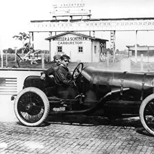 Spencer Wishart in his 1913 Mercer car which he competed in the 1913 Indianapolis 500