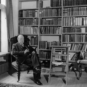 Winston Churchill at home in his library in Chartwell Westerham Kent
