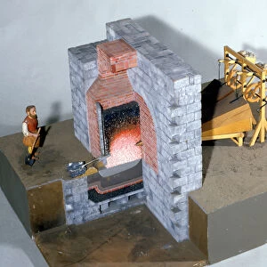 17th century bellows oven, reduced model, Milan Science and Technology Museum