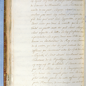 2nd page of a letter written by Jean-Jacques Rousseau while secretary to the French