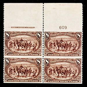 8-Cent Troops Guarding Wagon Train block of four, 1898 (postage stamp)