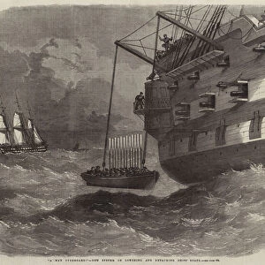 "A Man Overboard!", New System of lowering and detaching Ships Boats (engraving)