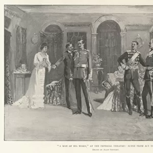 "A Man of his Word, "at the Imperial Theatre, Scene from Act III (litho)