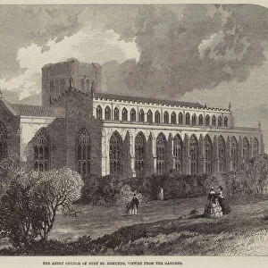The Abbey Church of Bury St Edmunds, viewed from the Gardens (engraving)