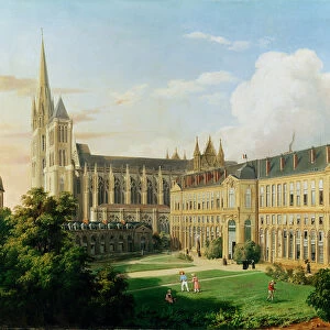 The Abbey Church of Saint-Denis and the School of the Legion of Honour in 1840 (oil