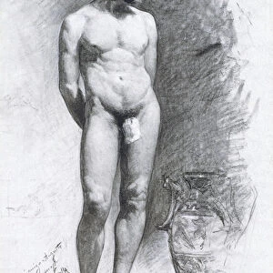Academic Male Nude with a Grecian Urn, 1883 (charcoal on paper)