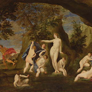 Actaeon metamorphoses into a stag (oil on canvas)