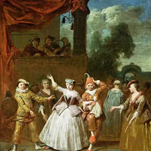Actors from the Commedia dell Arte (oil on canvas)