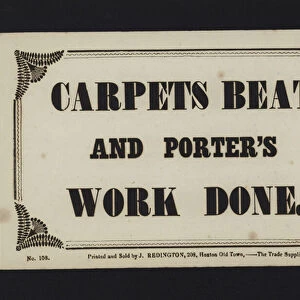 Advertisement: Carpets beat and porters work done (type)