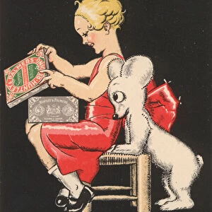 Advertisement fot Huntley & Palmers bicsuits (colour litho)