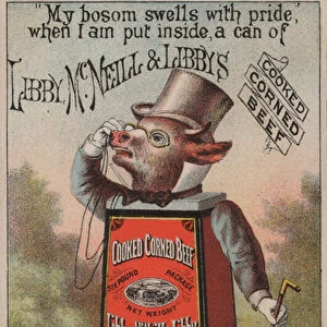 Advertisement for Libby, McNeill & Libbys cooked corned beef (chromolitho)