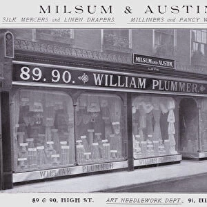 Advertisement for Milsum & Austin, silk mercers, linen drapers, milliners and fancy warehousemen, 89-90 High Street, Eton, Berkshire (b / w photo)