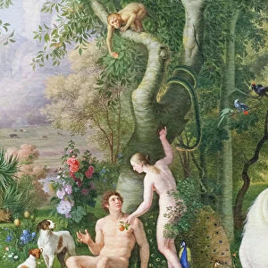 Adam and Eve in the Garden of Eden (oil on canvas) (detail of 3362284)