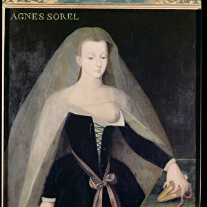 Agnes Sorel (c. 1422-50) Favourite of Charles VII (1403-61) (oil on panel)