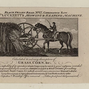 Agricultural Equipment Manufacturers, T I Plucknett, trade card (engraving)