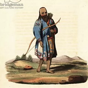 Ainu man of the Kuril Islands, Russia, 18th century. 1823 (engraving)