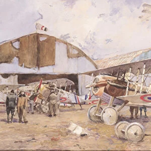 The Airfield, 1918 (w / c on paper)