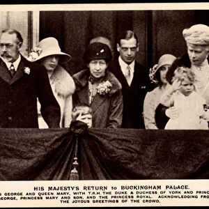 Ak His Majestys Return to Buckingham Palace, King George V. Queen Mary (b / w photo)