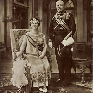 Ak Queen Wilhelmina and King Hendrik of the Netherlands, Crown, Costume (b / w photo)
