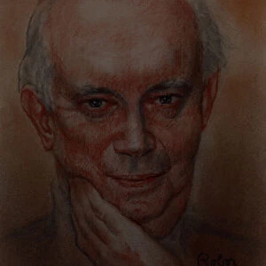 Alan Ayckbourn portrait by Zsuzsi Roboz in pastels c