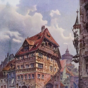 Albrecht Durers House in Nuremberg, Germany, as it was in the 19th century