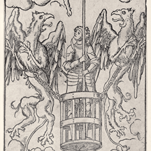 Alexander the Great carried into the air by two griffins, c. 1525 (woodcut)