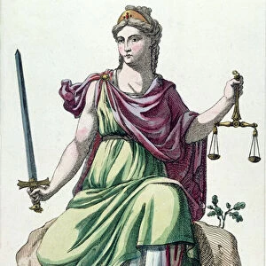 Allegory of Justice, published by Baffet, 1792 (colour litho)