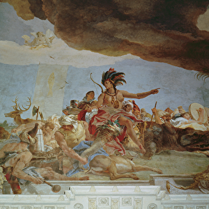 America, one of the Four Continents from the ceiling of the Treppenhaus
