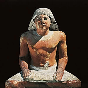 Ancient Egypt: statue of a seated scribe from the necropolis of Saqqara (Sakkara)