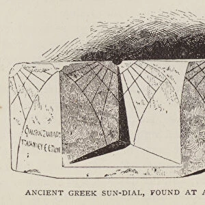Ancient Greek sun-dial, found at Athens (litho)