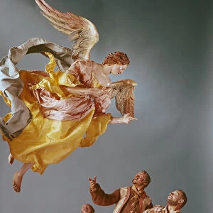 Angel and shepherds, from the Christmas Creche and tree (terracotta & cloth)