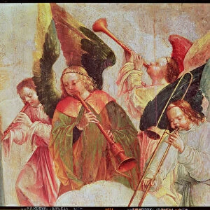 Four angels playing instruments (fresco) (detail, see also 65890)