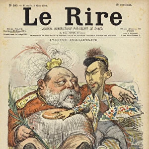 The Anglo-Japanese alliance, illustration for Le Rire (colour litho)
