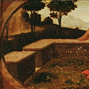 The Annunciation, predella panel from an altarpiece, 1478-85 (oil on panel)