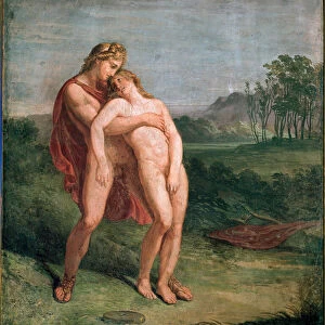 Apollo and Hyacinthos (Hyacinthe) Fresco by Andrea Appiani (1754-1817) Dim