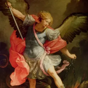 The Archangel Michael defeating Satan (oil on canvas)