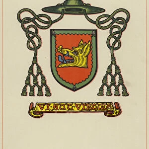 The Armorial Bearings of the Right Reverend Aeneas Chisholm (Roman Catholic), Bishop of Aberdeen (colour litho)